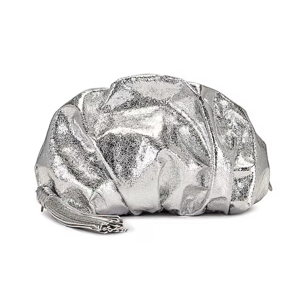 Rebecca Minkoff L120104 Womens Silver Ruched Clutch Purse $128